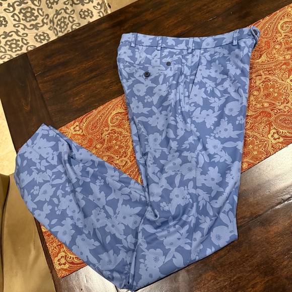 Peter Millar Men's SZ 30x34 Blue Pearl Floral Surge Performance Pants MSRP $198 - Picture 3 of 8